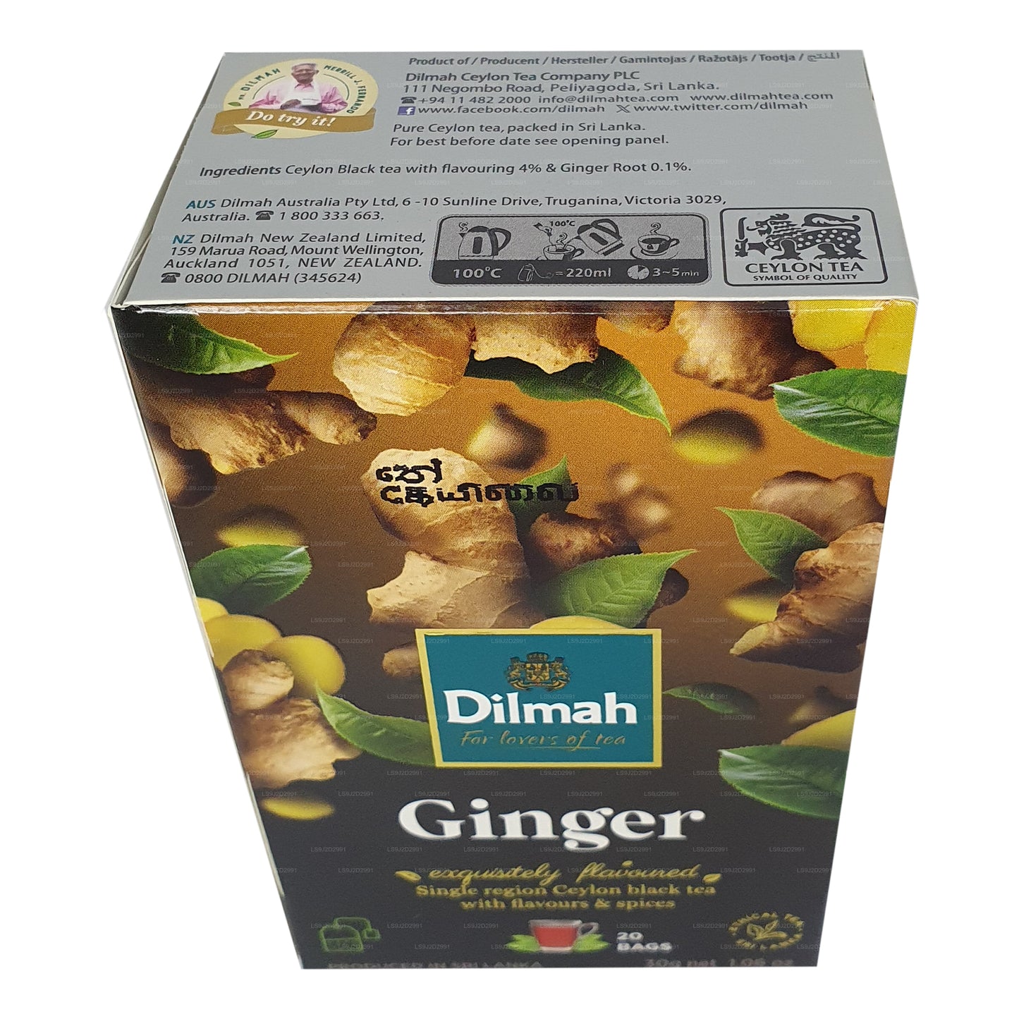 Thé noir aromatisé au gingembre Dilmah (30g) 20 sachets de thé