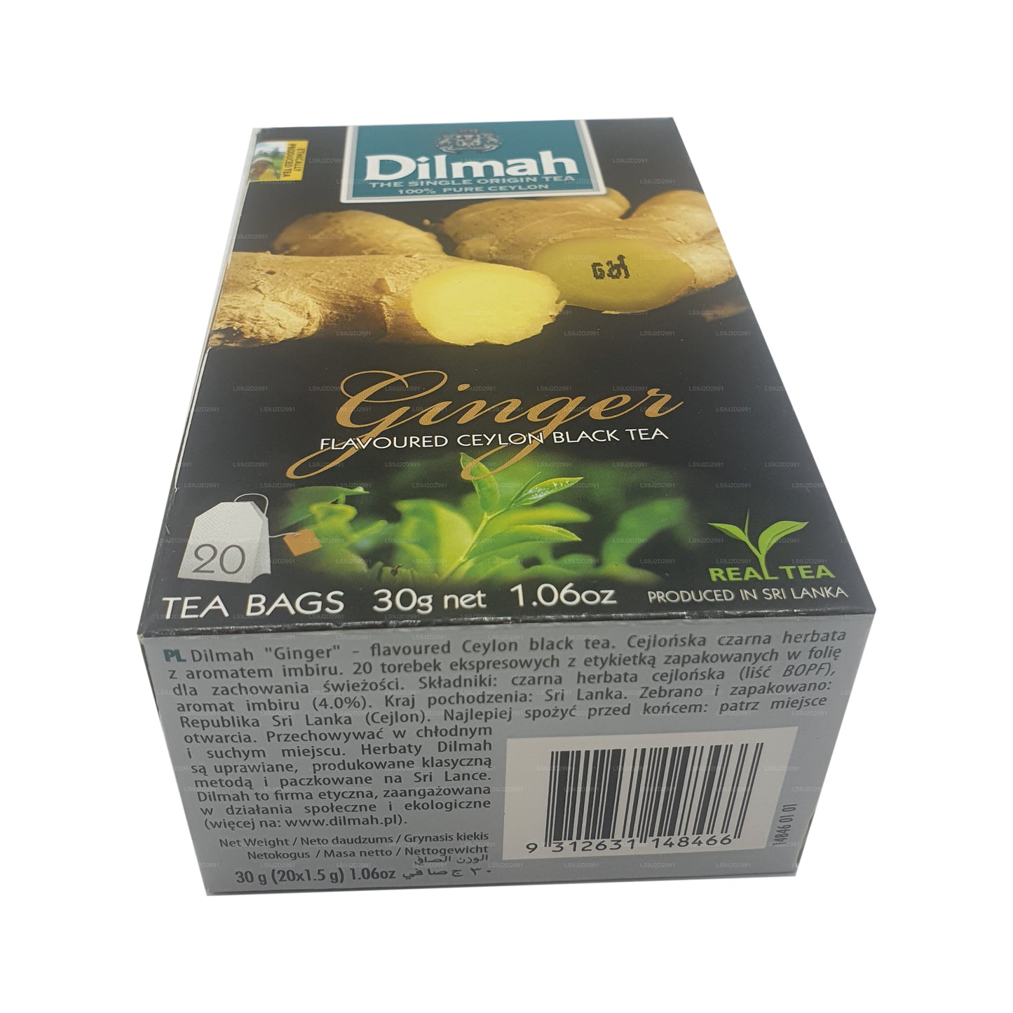 Thé noir aromatisé au gingembre Dilmah (30g) 20 sachets de thé