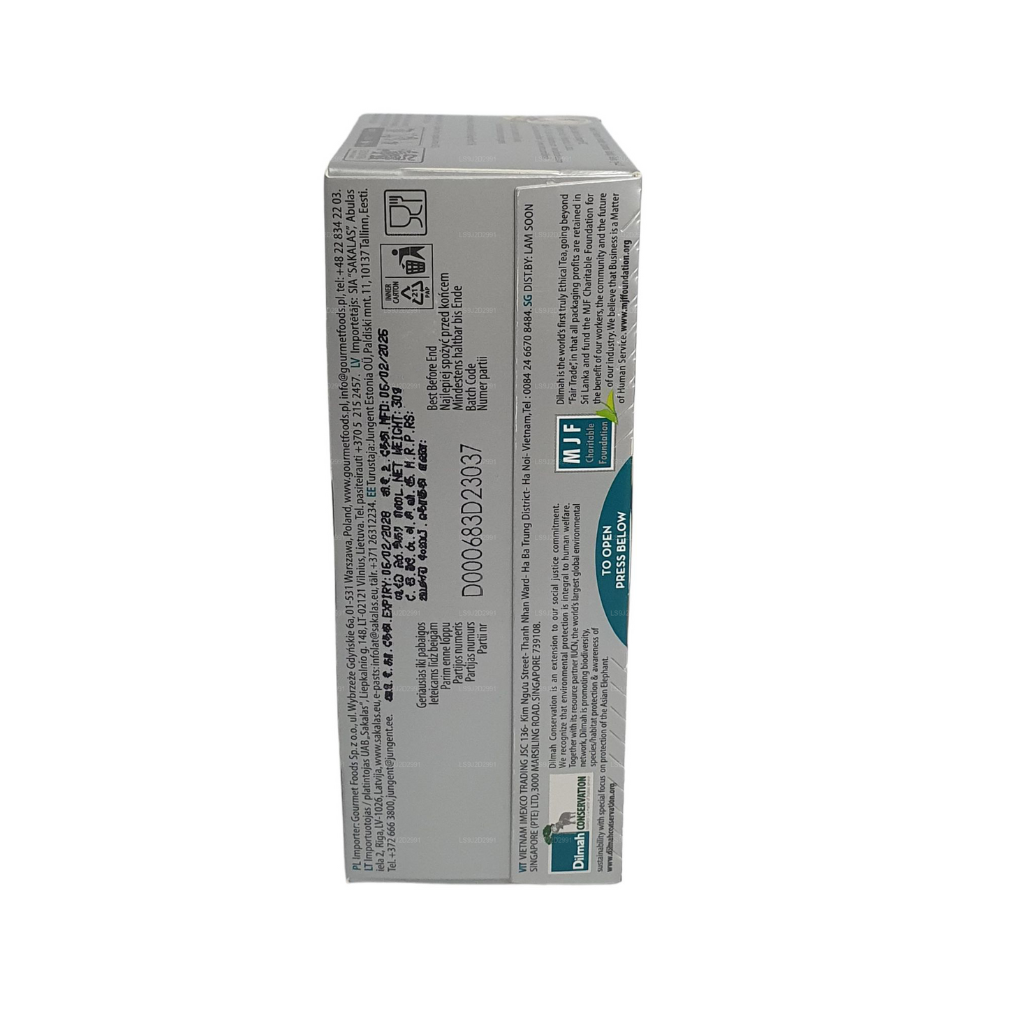 Thé noir aromatisé au gingembre Dilmah (30g) 20 sachets de thé