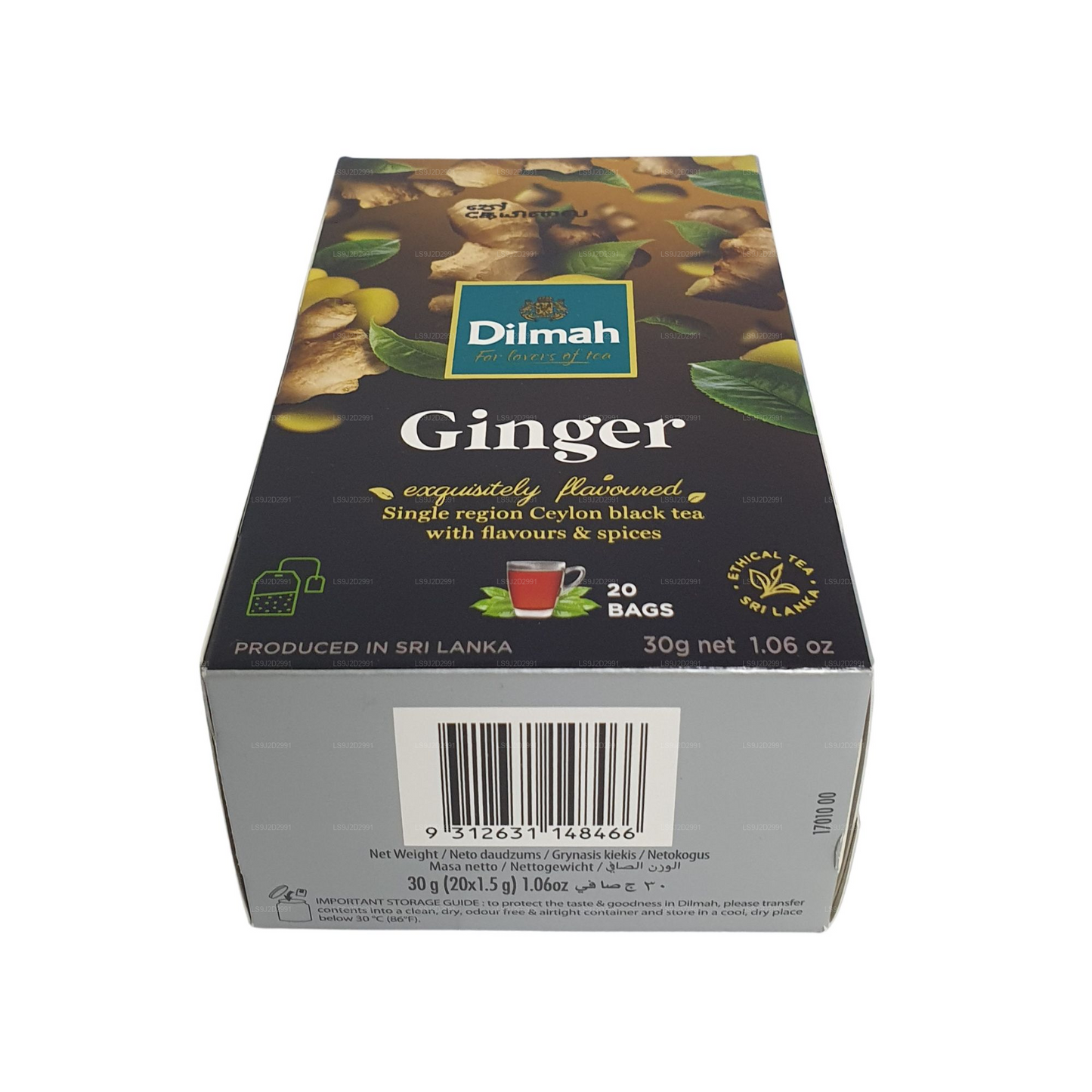 Thé noir aromatisé au gingembre Dilmah (30g) 20 sachets de thé