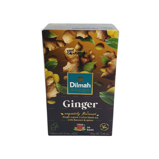 Thé noir aromatisé au gingembre Dilmah (30g) 20 sachets de thé