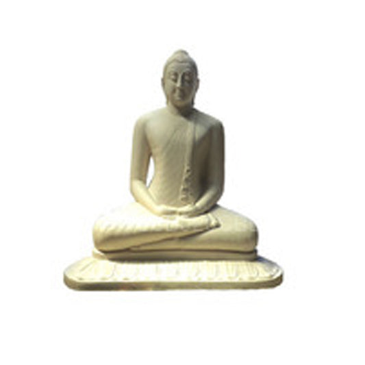 Statue de Bouddha / Couleur : blanc / Matériaux : pierre (Dimensions : env. 23 cm x 19 cm)