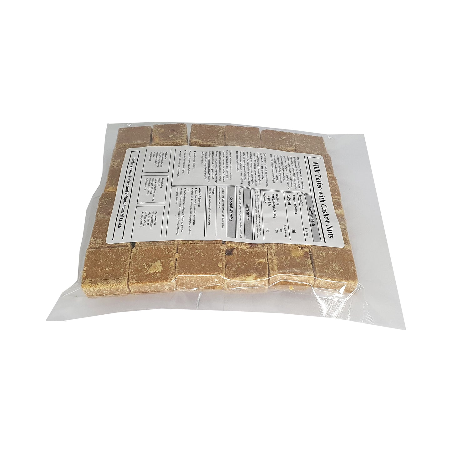 Caramel au lait Lakpura avec noix de cajou (50 pièces)