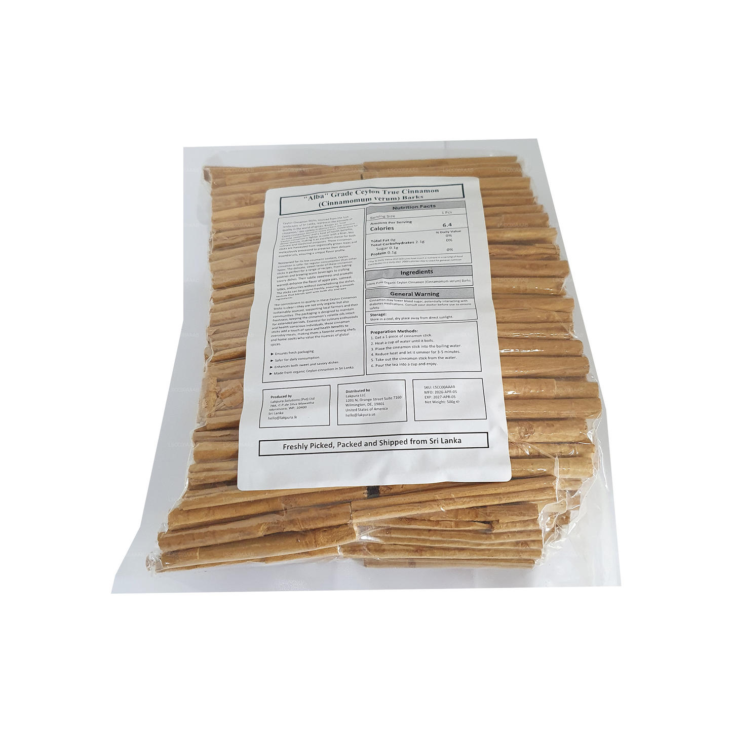 Lakpura® Ceylan Vrai Cannelle "Alba" Grade Bâtons