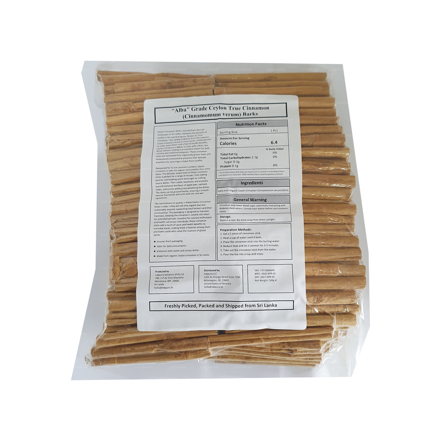Lakpura® Ceylan Vrai Cannelle "Alba" Grade Bâtons