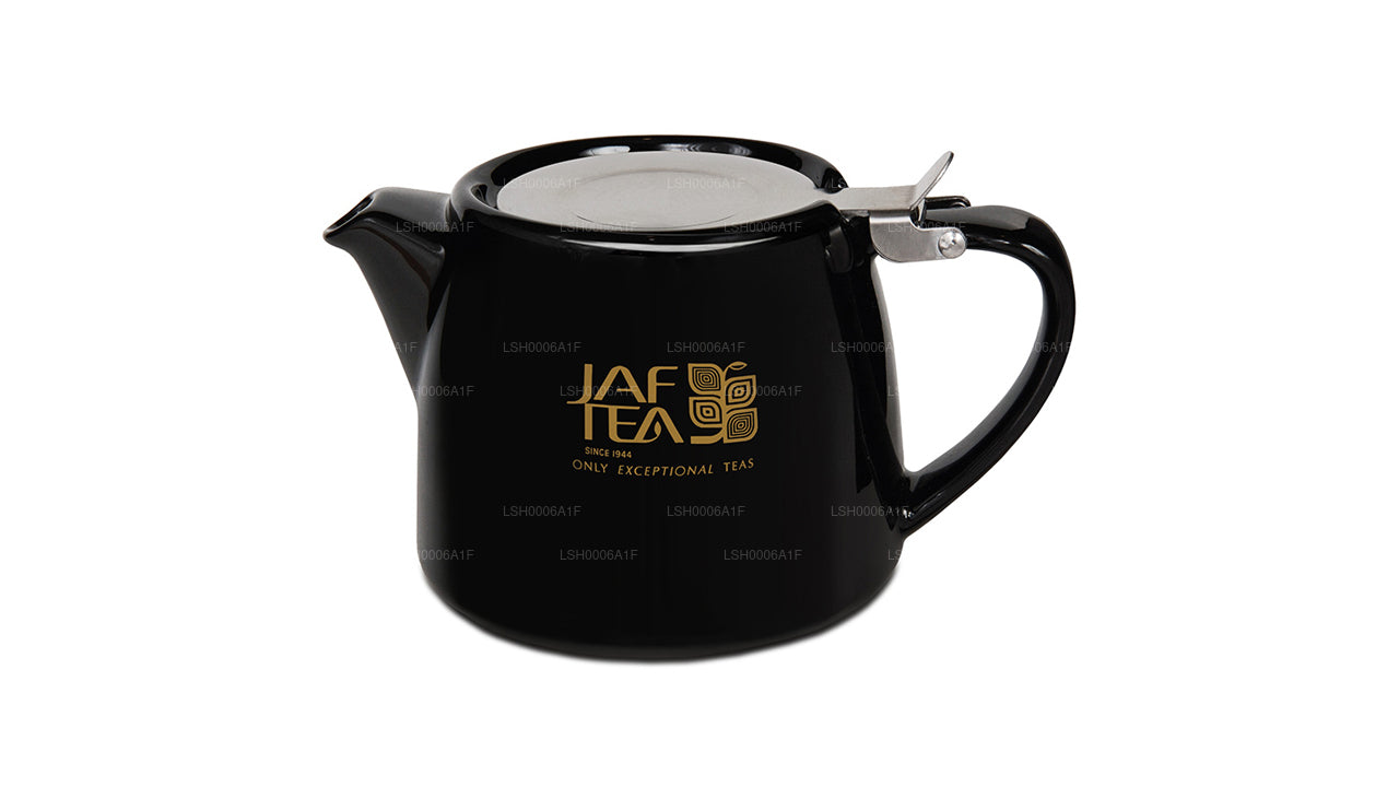 Théière en porcelaine de type souche noire brillante Jaf Tea avec infuseur en acier inoxydable