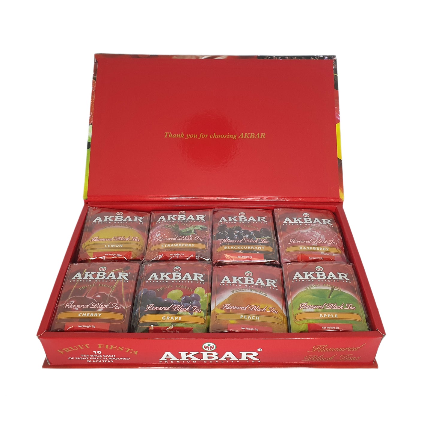 Coffret cadeau de thé noir aromatisé Akbar Fruit Fiesta 80 sachets de thé (160 g)