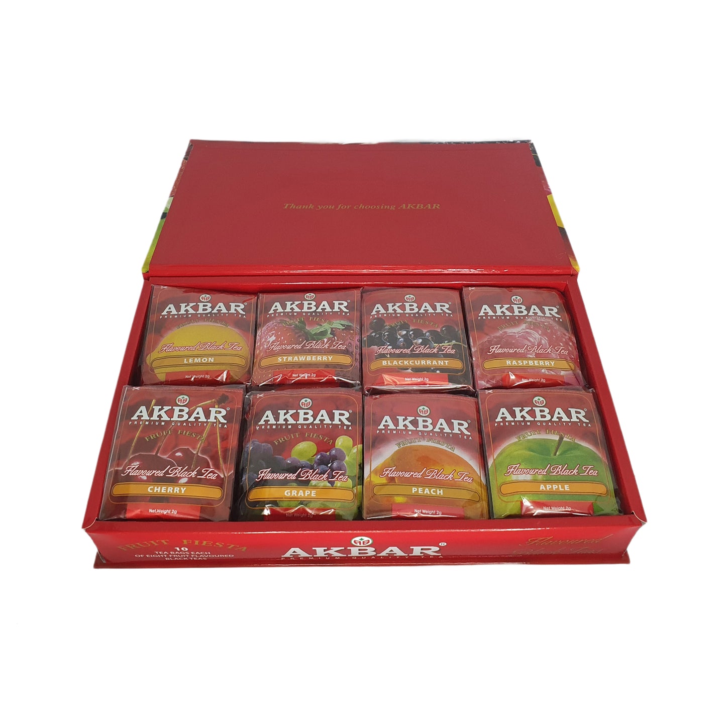 Coffret cadeau de thé noir aromatisé Akbar Fruit Fiesta 80 sachets de thé (160 g)