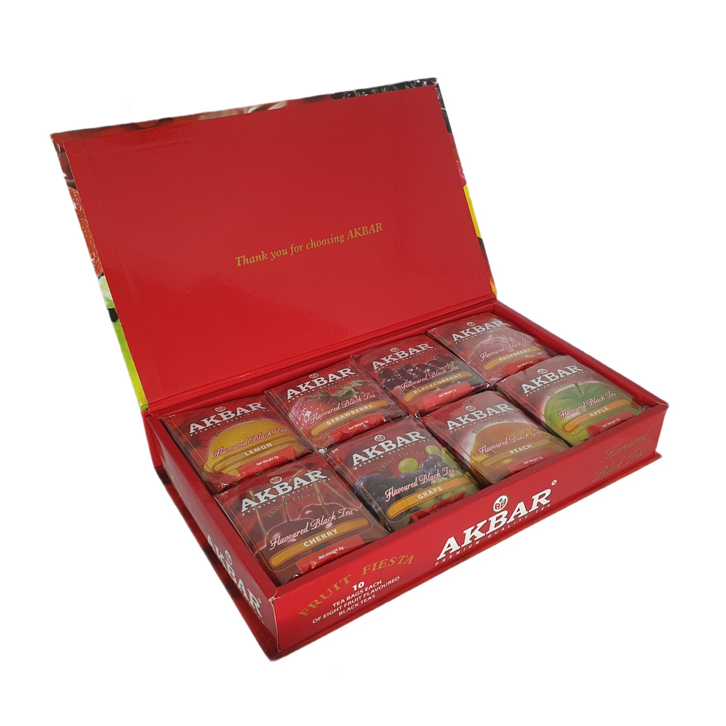 Coffret cadeau de thé noir aromatisé Akbar Fruit Fiesta 80 sachets de thé (160 g)