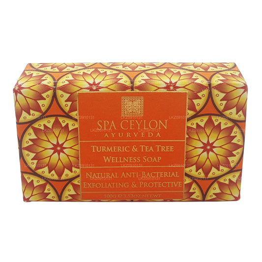 Savon de bien-être exfoliant antibactérien au curcuma et à l'arbre à thé Spa Ceylan (100 g)