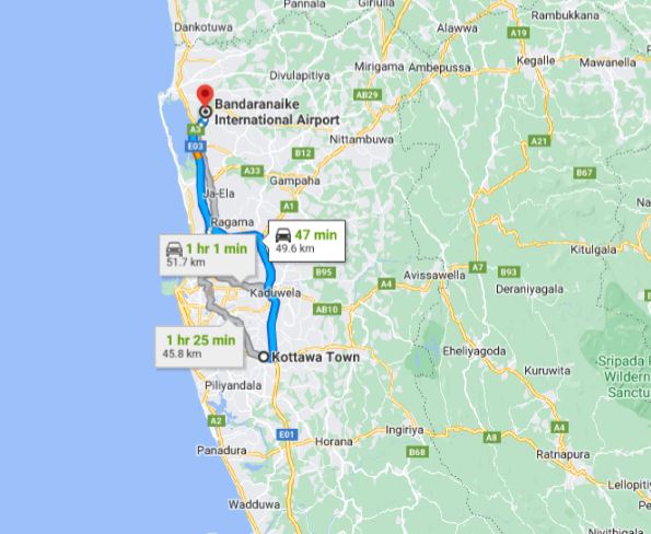 Kottawa City to Colombo Airport (CMB) Private Transfer