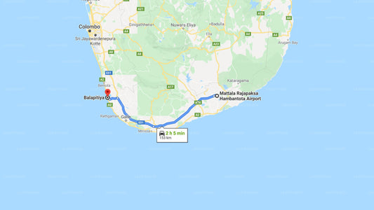 Mattala Airport (HRI) to Balapitiya City Private Transfer