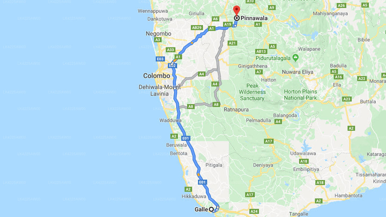 Galle City to Pinnawala City Private Transfer