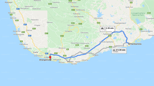 Transfert privé de la ville de Hambantota à la ville d'Ahangama