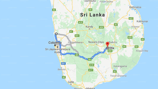 Transfer between Colombo Airport (CMB) and Yathra Mount Inn, Ella