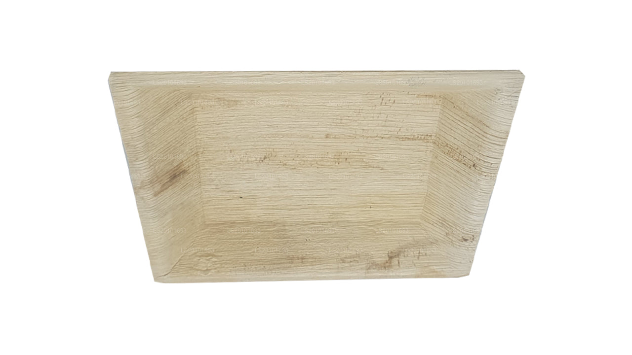 Assiettes alimentaires faites à la main en forme de feuille d'arec 20 cm x 20 cm (type carré)