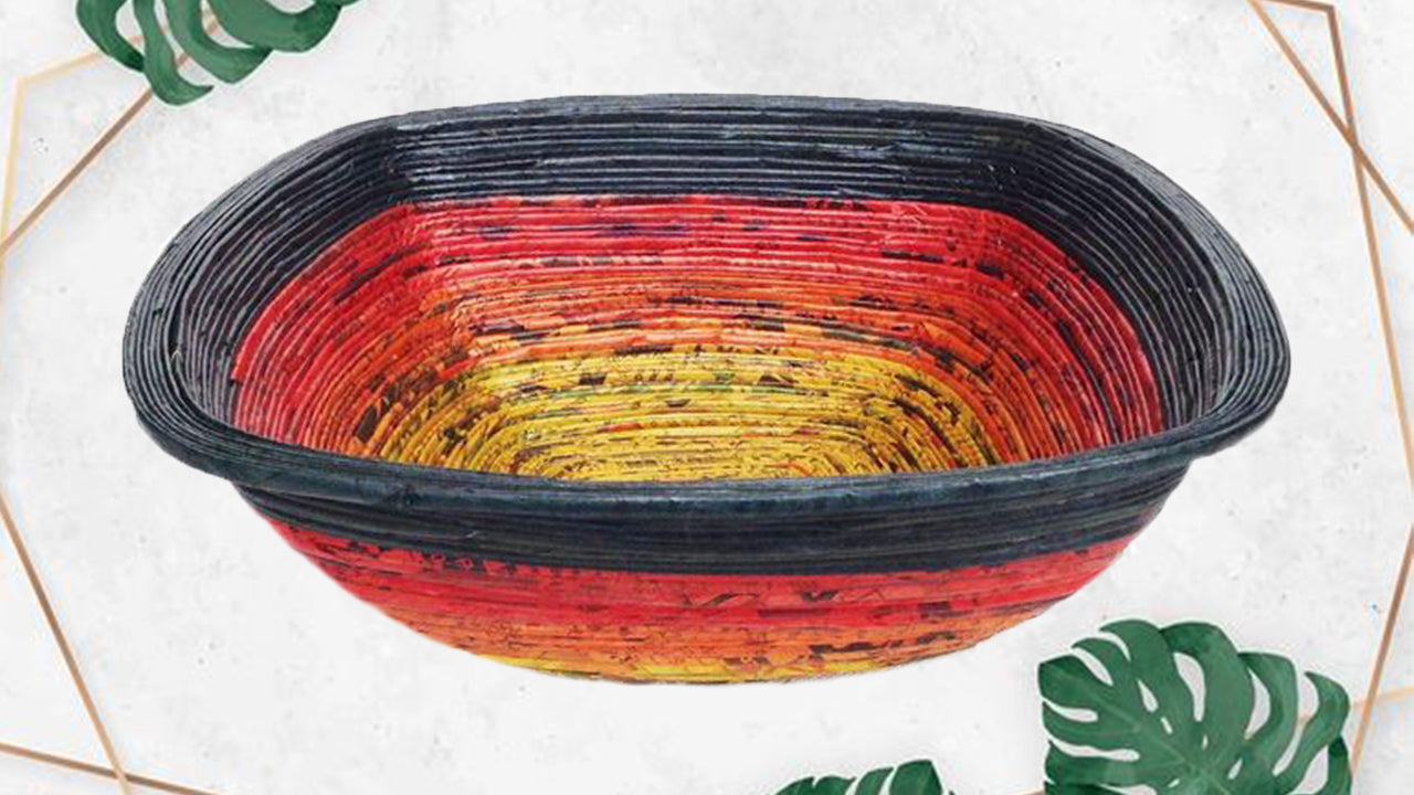 Handmade Newspaper Bowl (Square, Large)