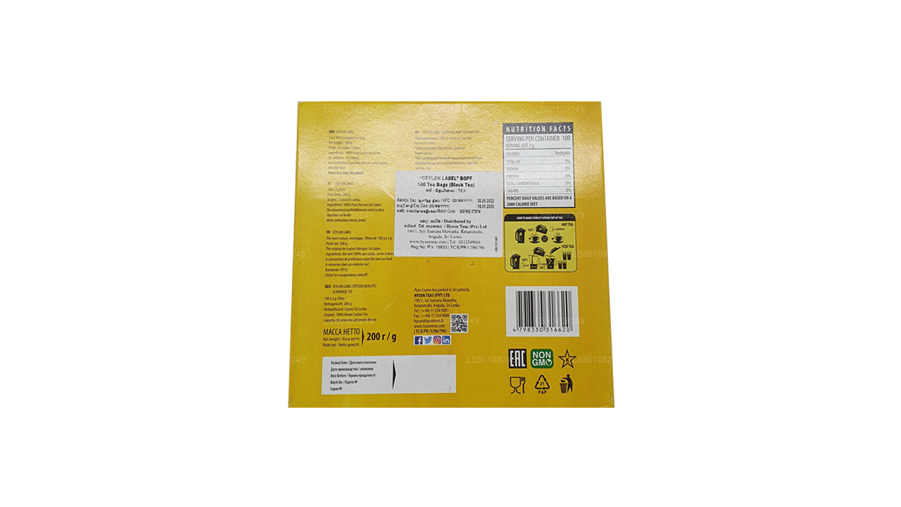 Hyson Ceylon Label BOPF (200 g) 100 sachets de thé