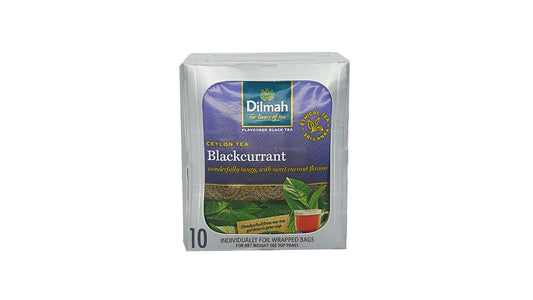 Thé Dilmah Blackcurrent (20 g) 10 sachets de thé emballés individuellement dans du papier aluminium