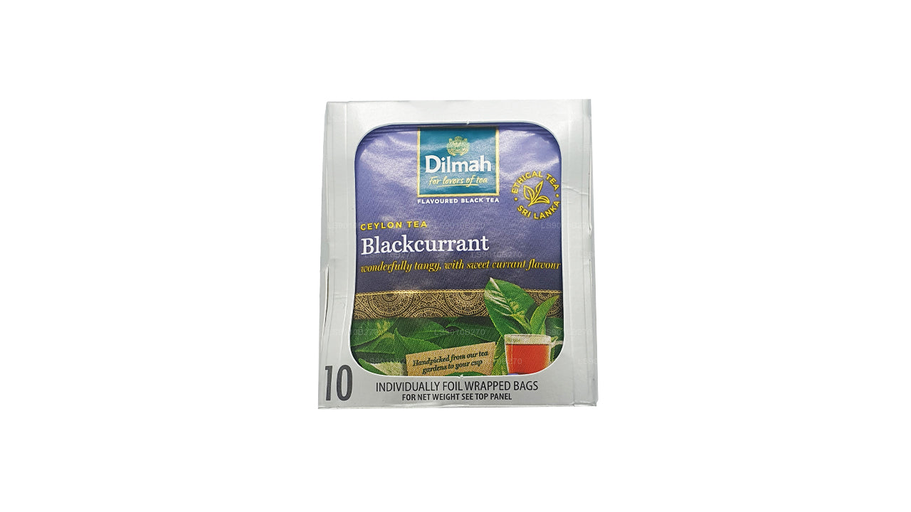 Thé Dilmah Blackcurrent (20 g) 10 sachets de thé emballés individuellement dans du papier aluminium