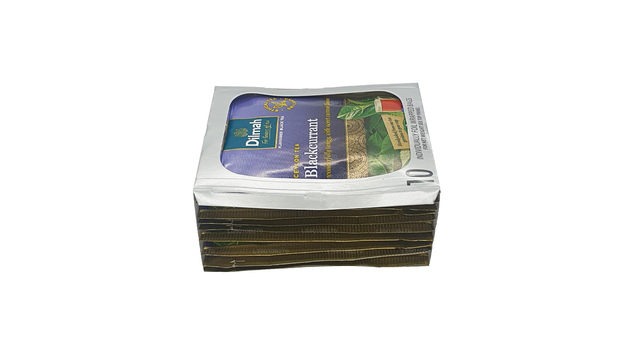 Thé Dilmah Blackcurrent (20 g) 10 sachets de thé emballés individuellement dans du papier aluminium
