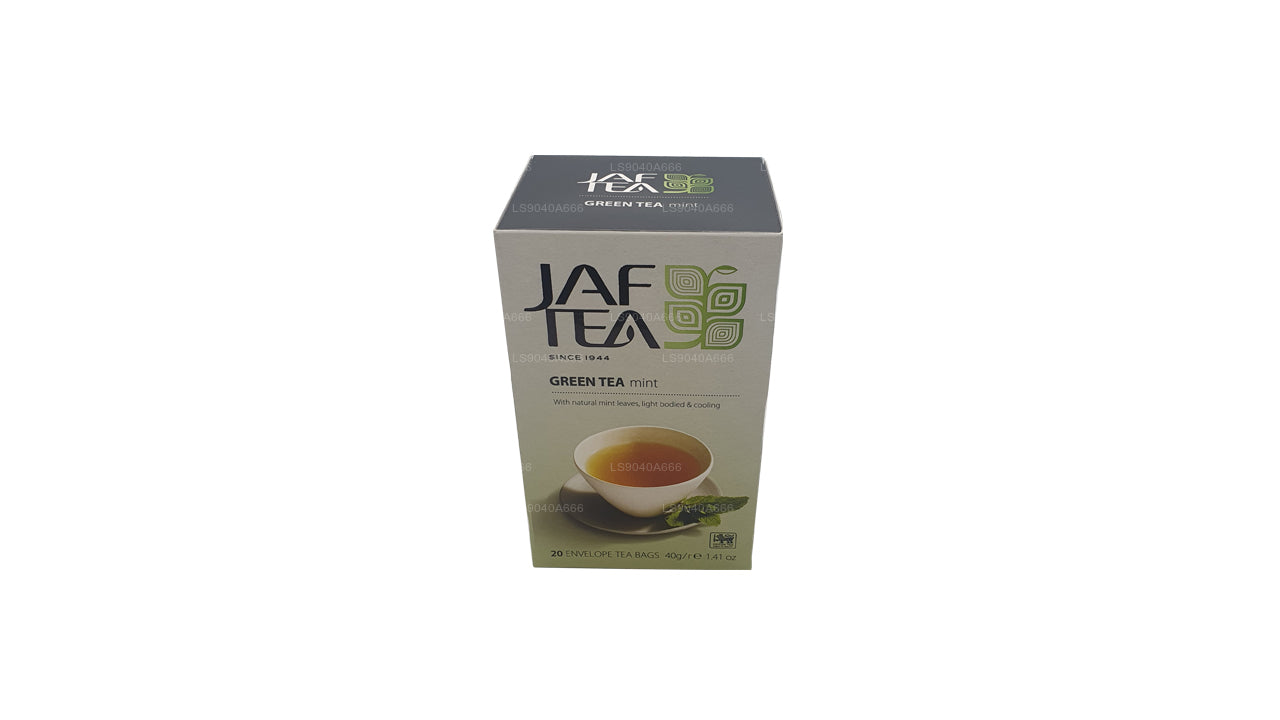 Sachets de thé en aluminium à la menthe de la collection Jaf Tea Pure Green Collection (40 g)